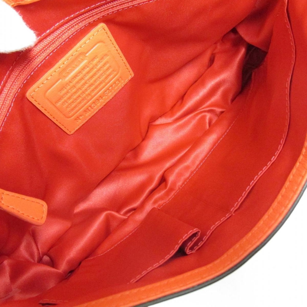 COACH Campbell Eva Orange Leather Large Flap Shoulder Bag Purse Dust Bag - Picture 11 of 15